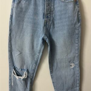 Betro Simone Super High Rise Light Blue Distressed Barrel Jeans